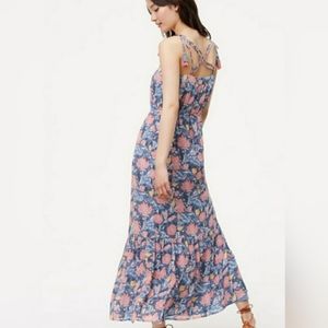 LOFT Women's Wildflower Maxi Dress Blue Pink Yellow Size XSM